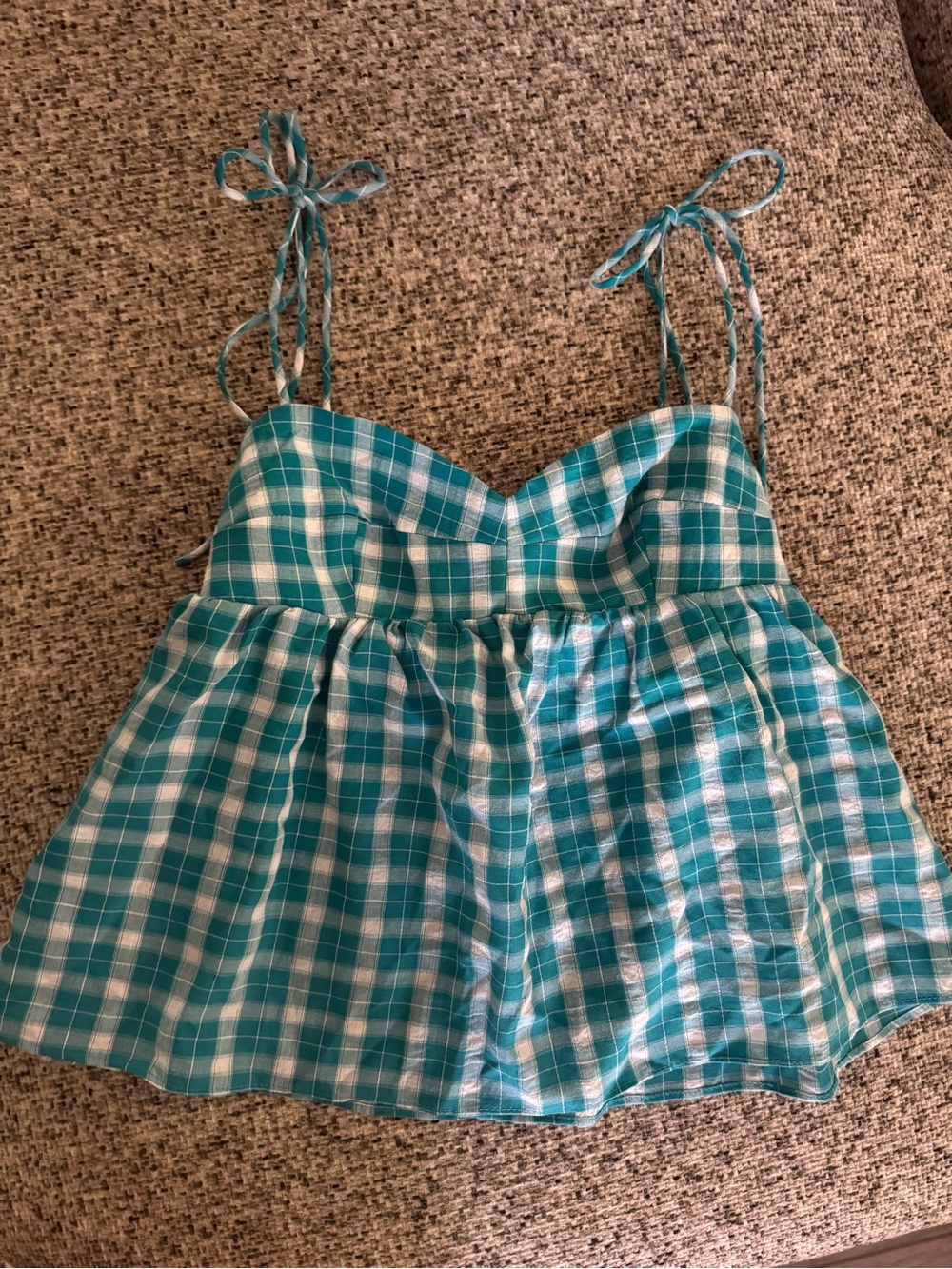 Amanda Uprichard Blue Plaid Tank Top